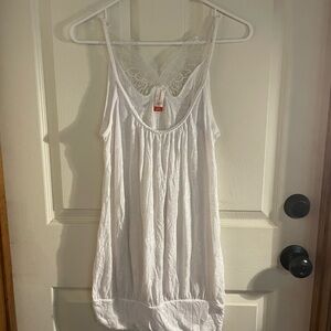 No Boundaries White Lace-Trimmed Top